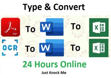 I will type and convert PDF to excel or CSV or ms word accurately