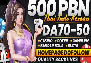 Skyrocket Gambling Casino Slot Poker 500 PBN DA50- DA70 Thai,  Indo,  Korean Backlinks