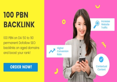 100 PBN on DA 50 to 90 permanent Dofollow SEO backlinks on aged domains