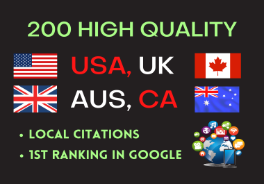I will do top 200 local citations for local SEO USA,  UK, CA, AUS
