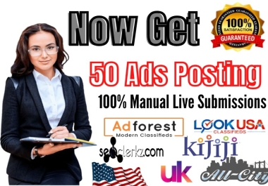 I will post 50 ads on top USA UK And Canada sites