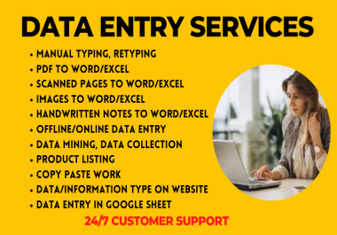 Data entry,  fast manual typing,  retyping,  excel data entry,  copy paste & web research