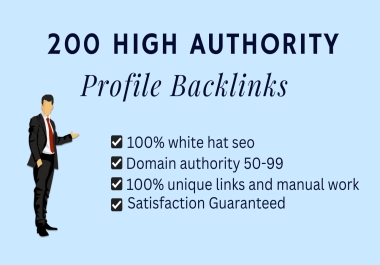I will create High authority 200 profile backlinks manually for SEO service