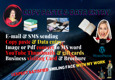 Data entry,  Image or PDF convert,  Card Brochure,  Gig,  Thumbnails