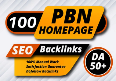 I will do 100 SEO PBNs homepage DA 50 plus contextual do follow SEO backlinks