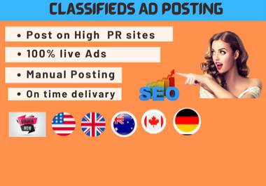 I will post 100 ads on top ad posting sites for google top ranking