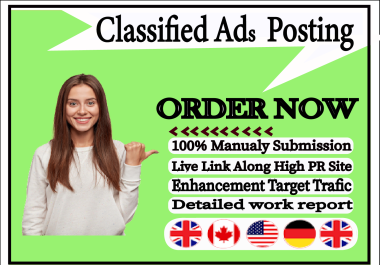 I will Provide 120 ads posting on top HQ ad posting sites