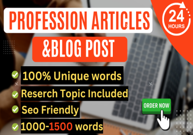 I Will write 6 SEOFriendly+ 1000-1500 word articles and blog posts within 24 hours