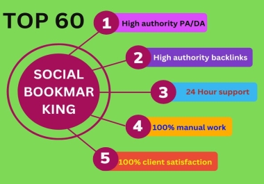 I will manually create 60 Social Bookmarking for website ranking