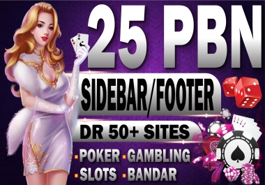 Get Top Rank With 25 PBN Sidebar/BlogRoll/Footer DR 50+ Backlinks