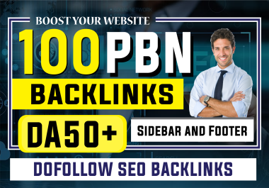 100 PBN DA 50+ Sidebar and Footer Homepage Backlinks