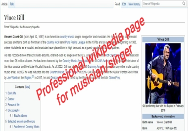 Professional Wikipedia Page for Musician/Singer with 100 percent Guarantee
