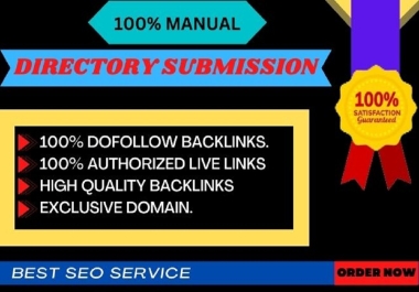 Unique 70 Top Directory Submissions Dofollow backlinks From High quality DA site