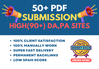 50+ Manually PDF Submission Backlink on High DA, PA Sites