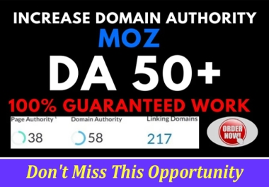 Increase your Domain Authority Moz DA50+ Permanent Guaranteed SEO method