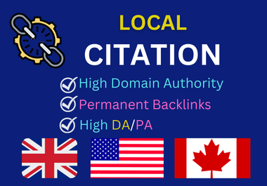 I will manually 80 USA UK CANADA Local citation and Business listing for local seo