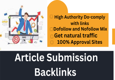 100 article submission backlinks on high authority sites with image