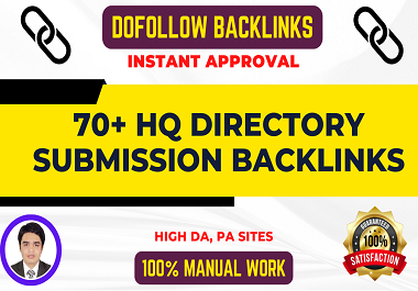 Create 70 directory submission Dofollow SEO backlinks for website ranking