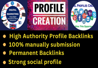 I will build 110 social media profile creation backlinks or profile setup