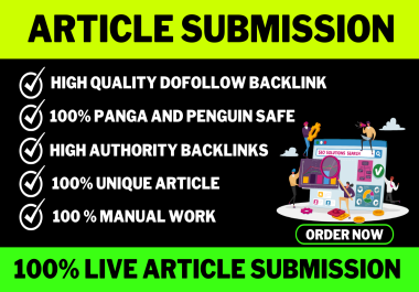 I will make 100 article submissions contextual backlinks