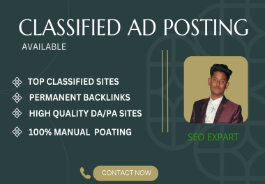 I will provide Top 50 Ad posting backlinks on HQ ads posting site