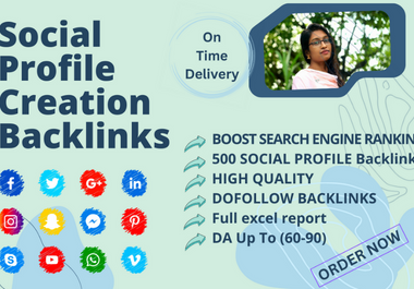 I will do 100 social profile creation backlinks or social media profile setup
