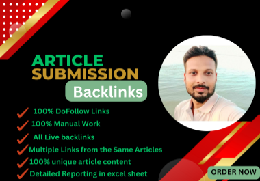I will do 50 manual approved article submission BACKLINKS site