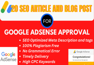 I Will Write 20 SEO Content For AdSense Approval