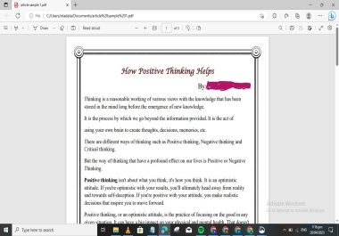 I will do research writing,  articles,  summaries,  essay writing of 500 words