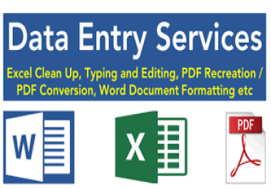 I will give data entry service, ms office, web research, convert data, cv writing