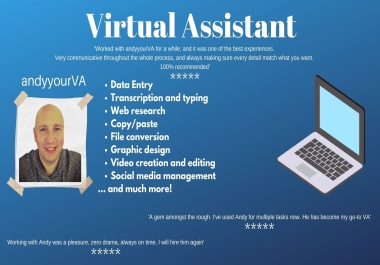 I can do professional Virtual Assistance. Data entry,  web research,  typing,  social media management.