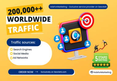 200,000 Real Web Traffic to your Web from Search Engine organic visitors and Social Media