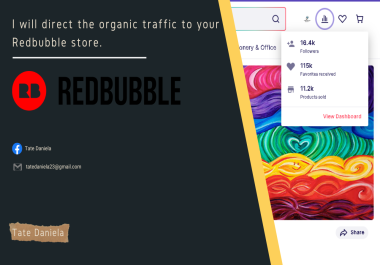 I will drive organic traffic to your Redbubble store Approximate traffic 400-600k