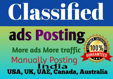 I Will Provide 100 Ads Posting On USA,  UK,  CA,  AUS ADS Any Country Sites