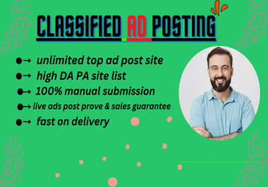 I will build 110 unique google ad posting site or niche relevant ad post in targeted country