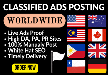 I will post 100 high quality ad submission USA UK AUS top ad posting ranking increase traffic