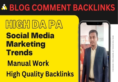 100 Hq DA PA dofollow blog comment authority backlinks off page SEO