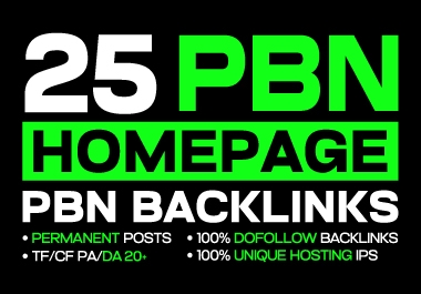 Skyrocket Your SERP with 25 Homepage PBN Backlinks from High-Authority Sites