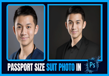 I will make passport size headshot suit photo in photoshop