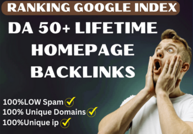 I will provide manual Premium Quality 150 DA 50+ PBN Low Spam Homepage Dofollow Backlinks