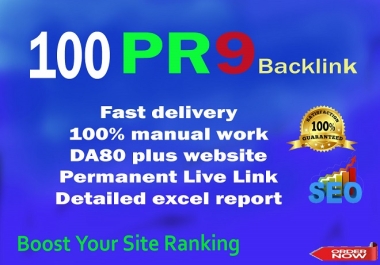I will create 100 PR9 backlinks 80+ DA