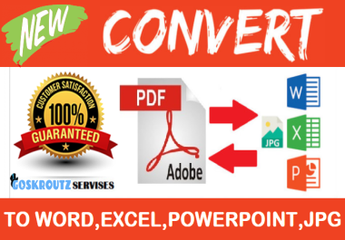 Convert PDF to Word,  JPG,  Excel,  Powerpoint and Vice Versa In 24 Hours