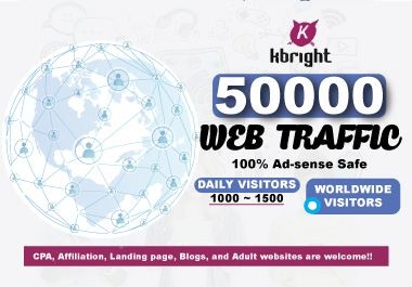 50000 Real Web Traffic to your site from Search Engine and Social Media