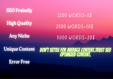 I will write seo optimized blogposts,  articles and other content writing.