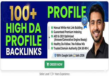 100+ High Authority Profile Backlinks Manual White Hat DA 50 to 90+ Boost Domain DR