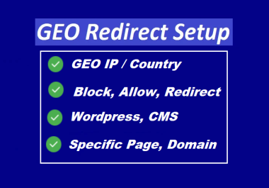 Setup GEO IP,  blocking,  redirect,  location,  country Wordpress,  Cloudflare,  kartra,  kajabi,  wix