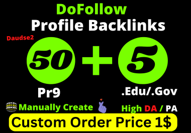 I will create 50 profile backlinks and 5 Edu/Gov backlinks rank your website