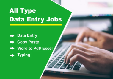 I Will Do Data Entry,  Copy Paste,  Typing,  Pdf To Word,  Excel