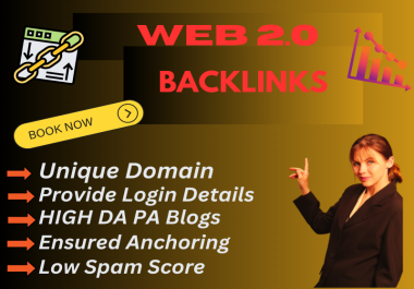 You will get 100 Web 2.0 Backlinks for increase your traffic