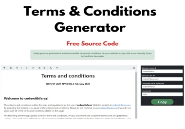 Simple Terms and Condition Generator in HTML,  CSS and JAVASCRIPT.